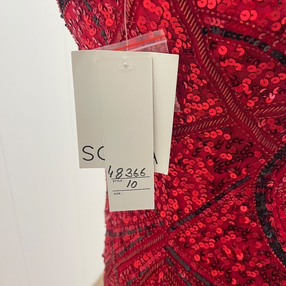 Scala Red Sequin Strapless Sweetheart Mermaid Gown Prom Evening Dress Size 10 - Picture 12 of 15